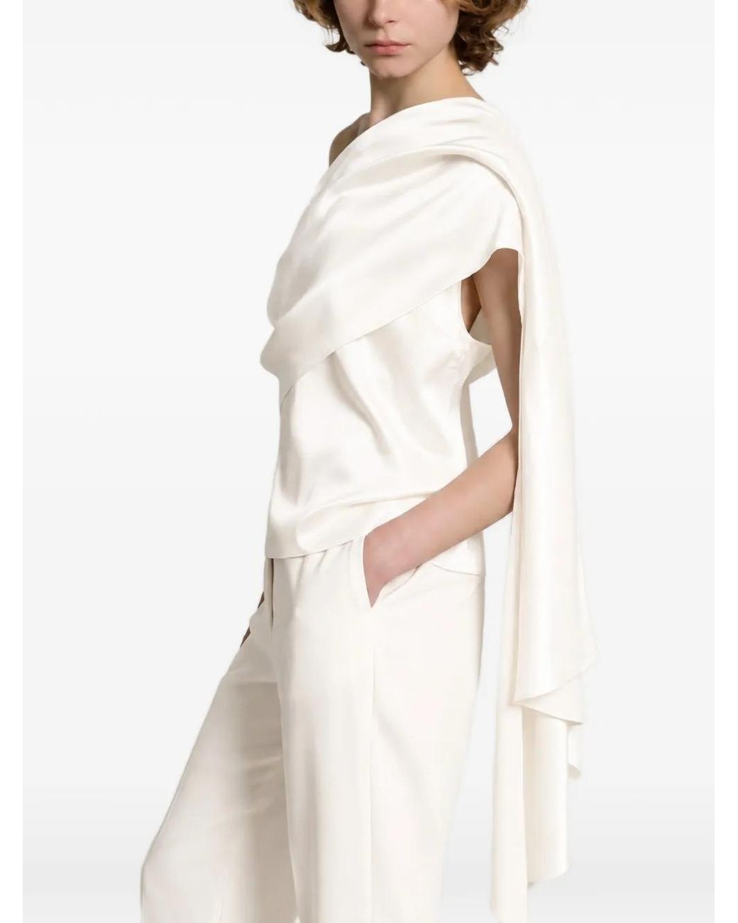 Alberta Ferretti White Pressed-Crease Trousers