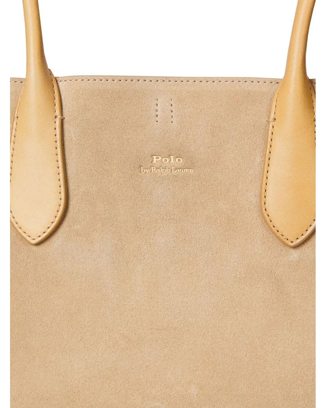 Polo Ralph Lauren Natural Bellport Suede Leather Tote Bag