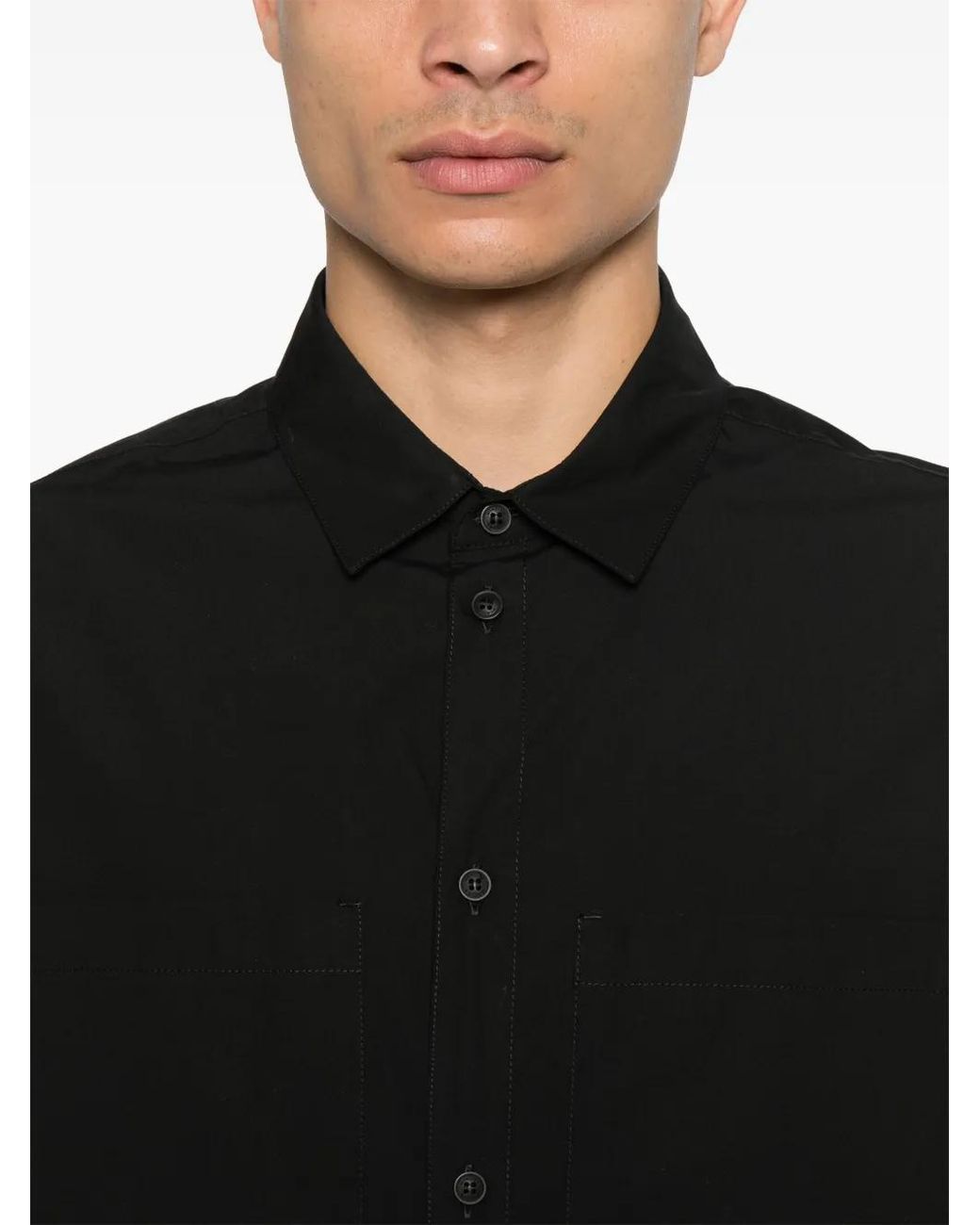 Moncler Black Rubberised-Logo Shirt for men