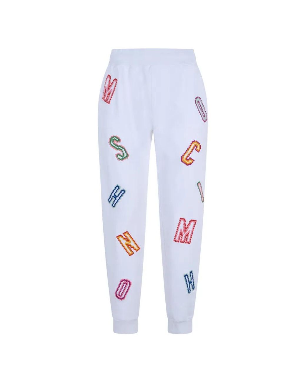 Moschino White Logo-Embroidered Track Pants