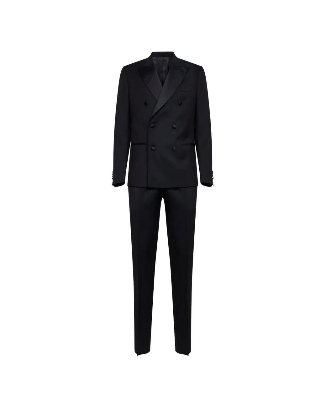 Lardini Black Double-Breasted Peak-Lapel Suit for men