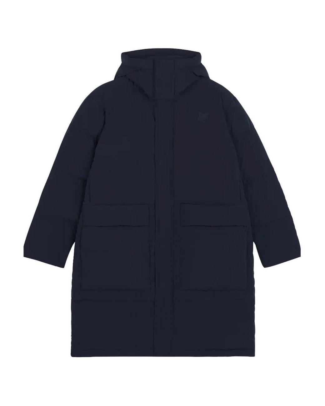 Maison Kitsuné Blue Hooded Pockets Padded Coat for men