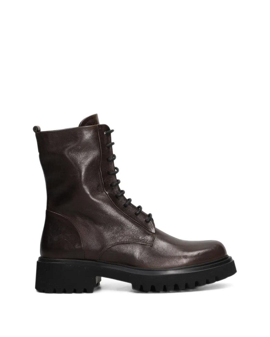 Evaluna Black Lace-Up Calf Leather Boots