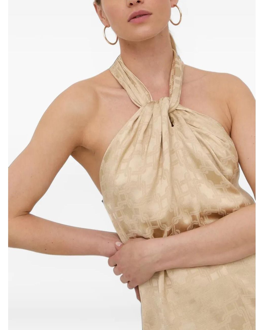 Herskind Natural Jacquard-Logo Halterneck Top