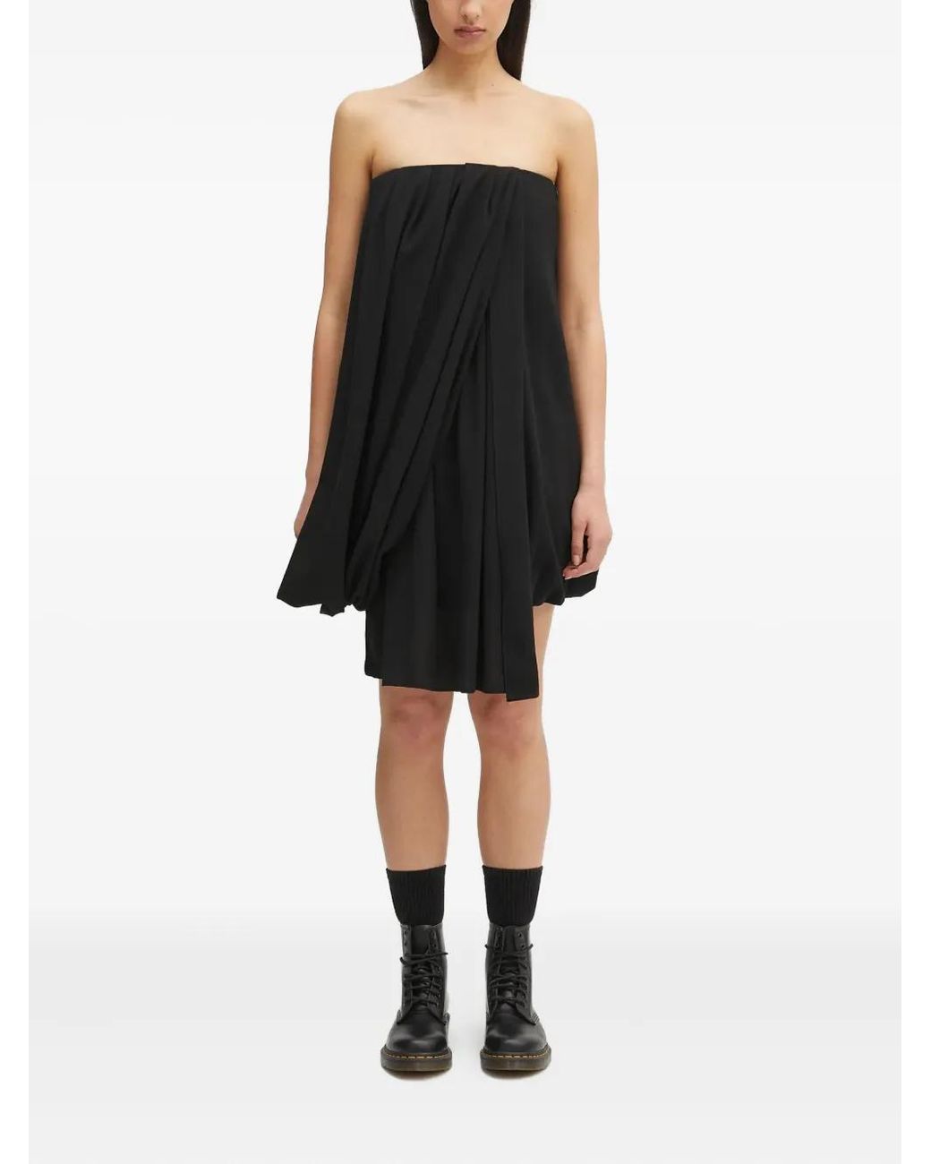 J.W. Anderson Black Draped Bustier Strapless Dress