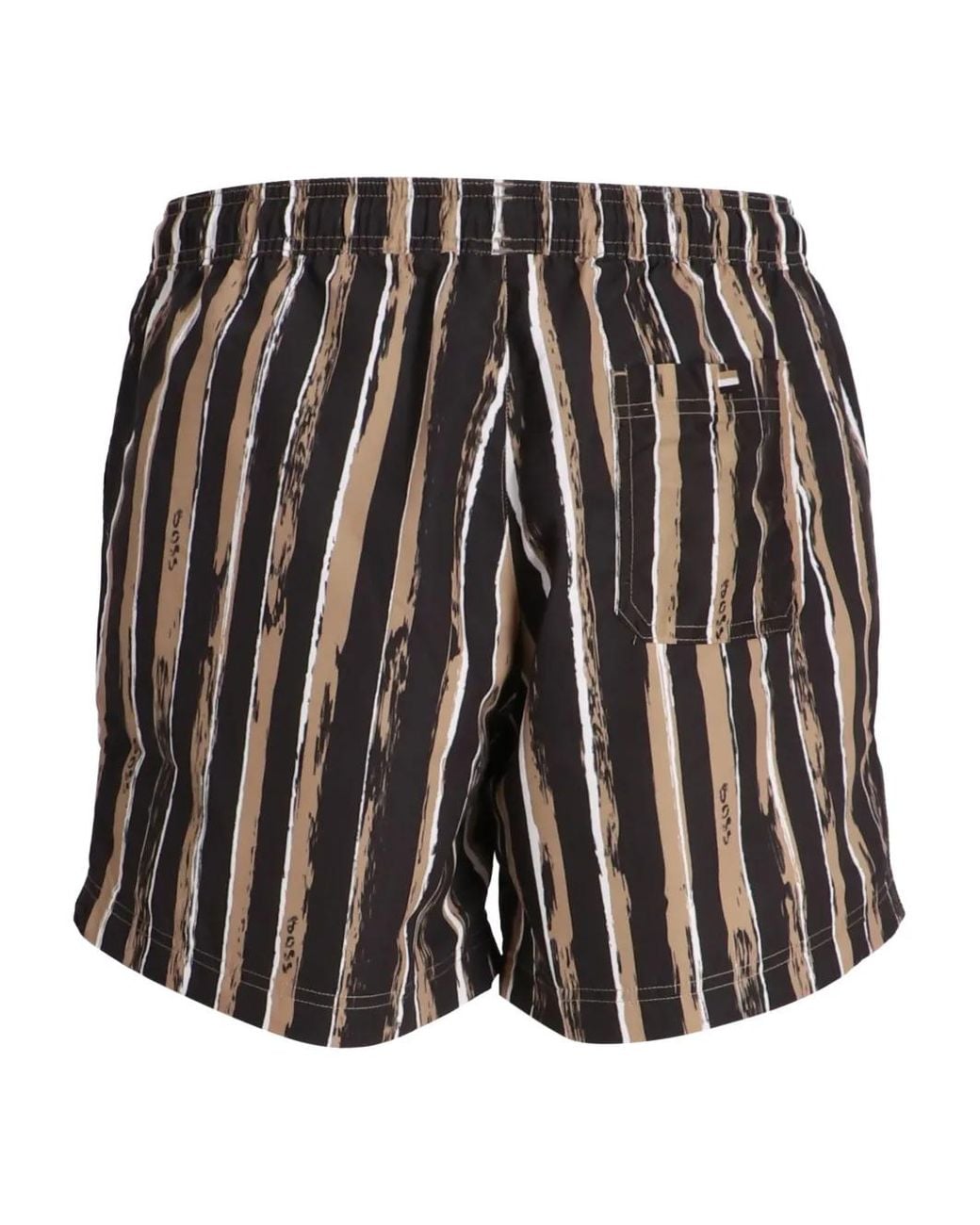 Boss Black Striped Drawstring Shorts for men