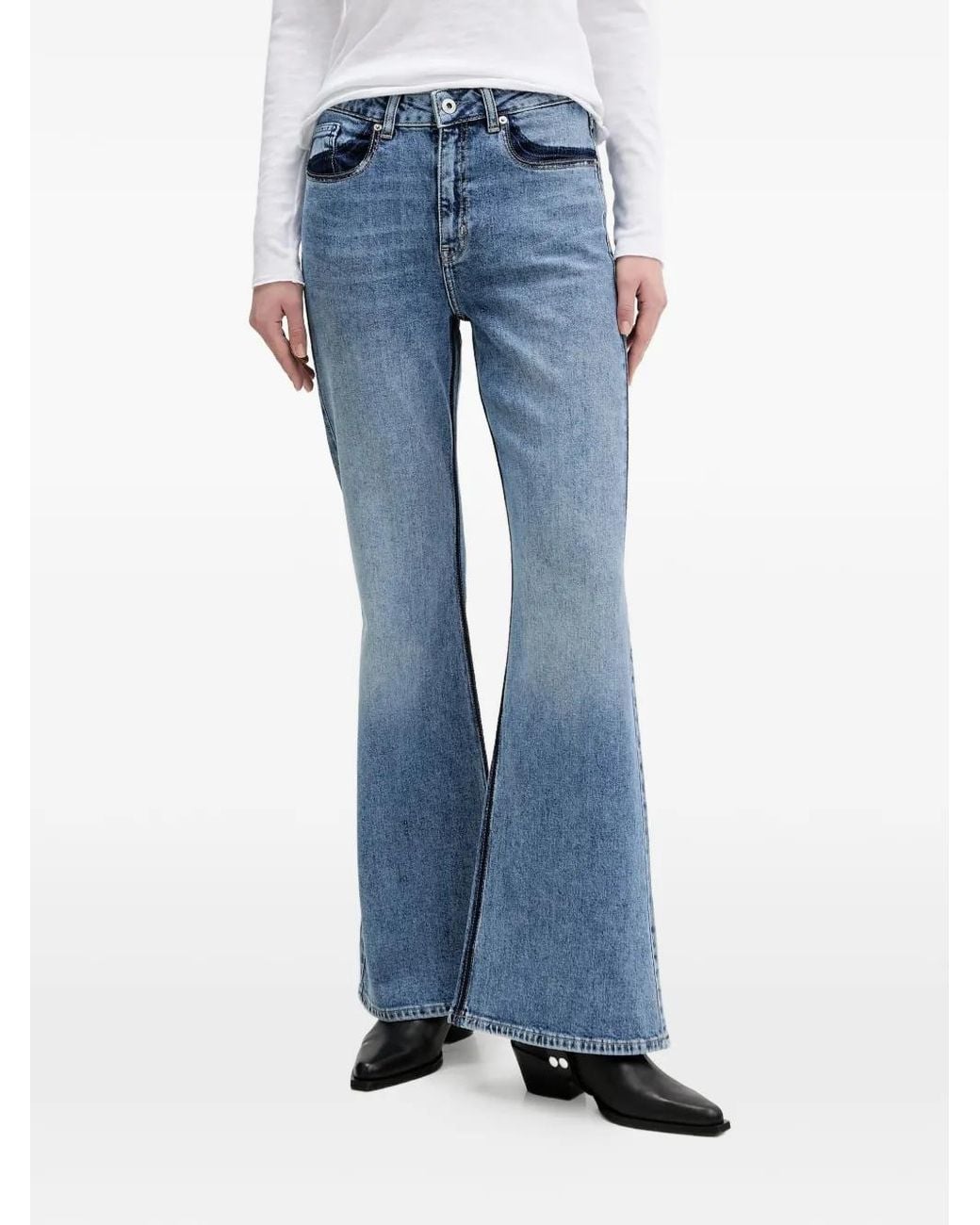 Karl Lagerfeld Blue Flared-Leg Jeans