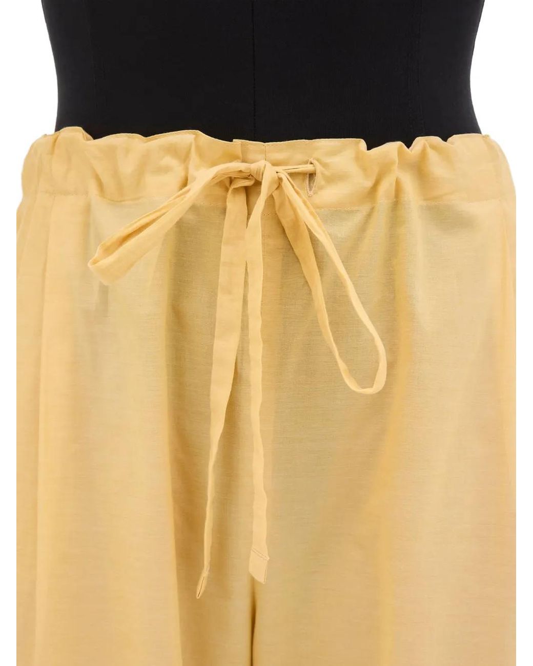 Another Tomorrow White Pleated Drawcord Trousers