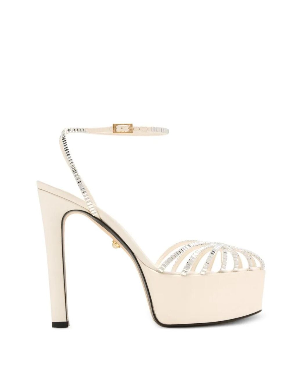 ALEVI White Eva Crystal-Embellished Platform Sandals