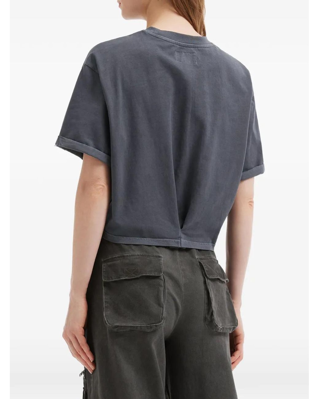 Izzue Blue Rolled-Sleeve Twisted T-Shirt