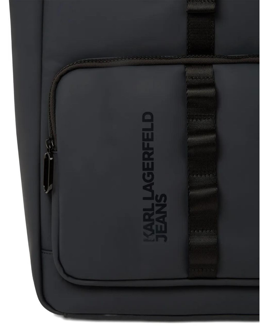 Karl Lagerfeld Black Roll Top Backpack for men