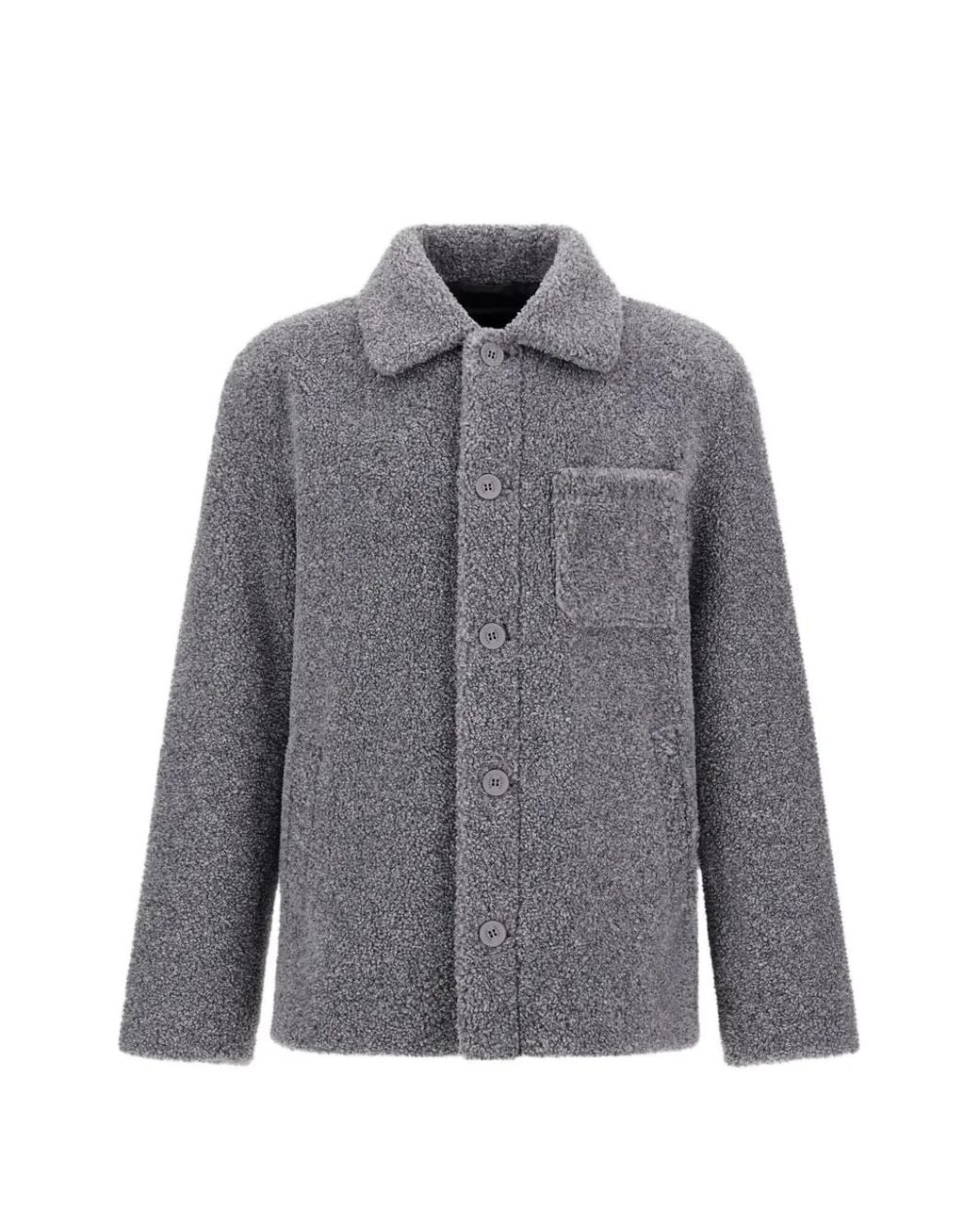 Herno Gray Teddy-Effect Melange Jacket for men