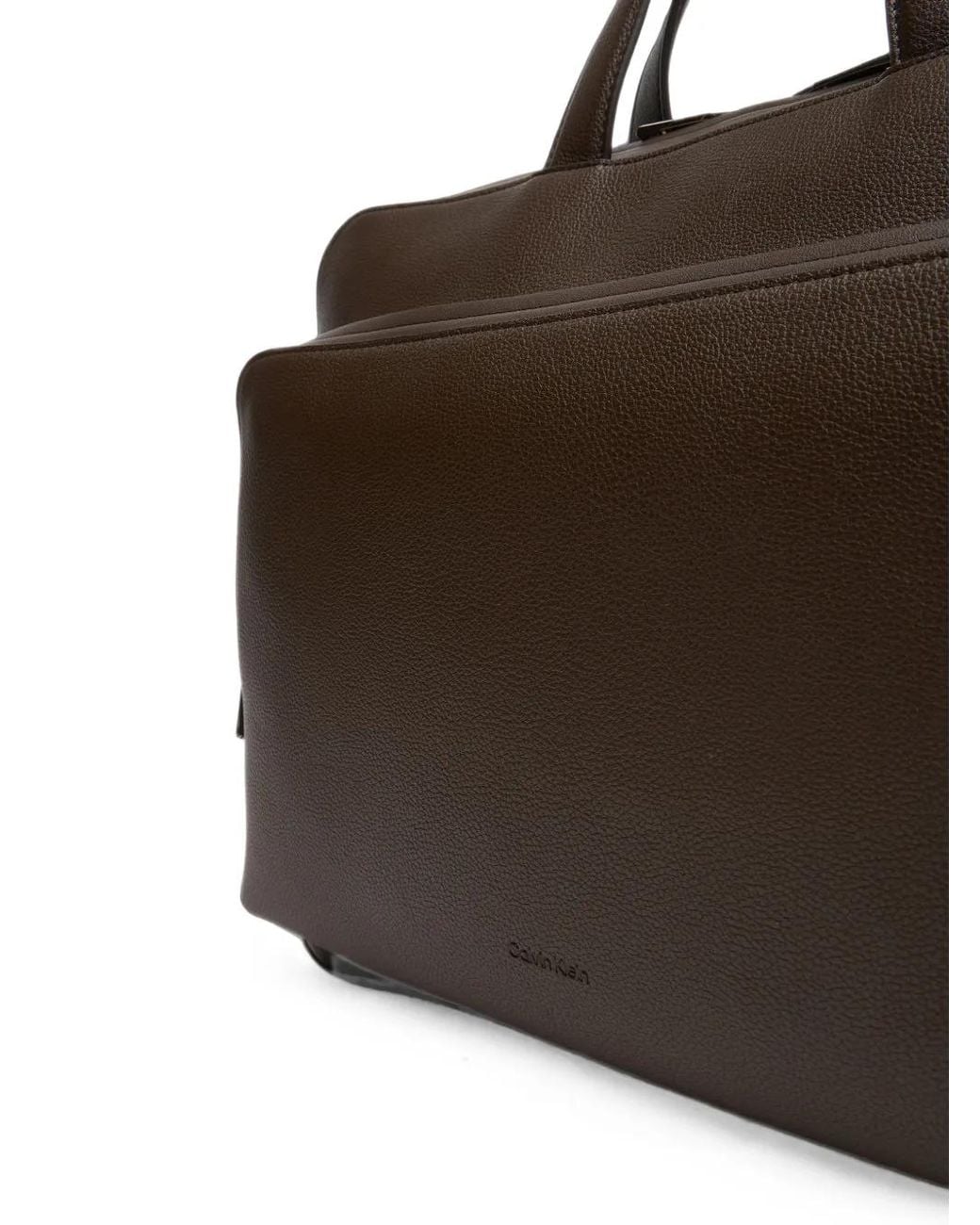 Calvin Klein Brown Grained-Effect Briefcase for men