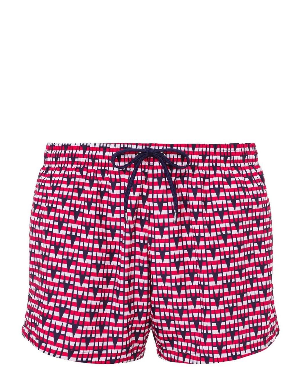 Moschino Red Graphic Print Swim Shorts for men