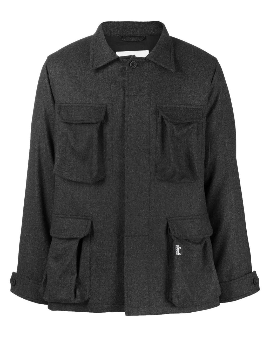 The Power for the People Black Long-Sleeve Cargo Jacket for men
