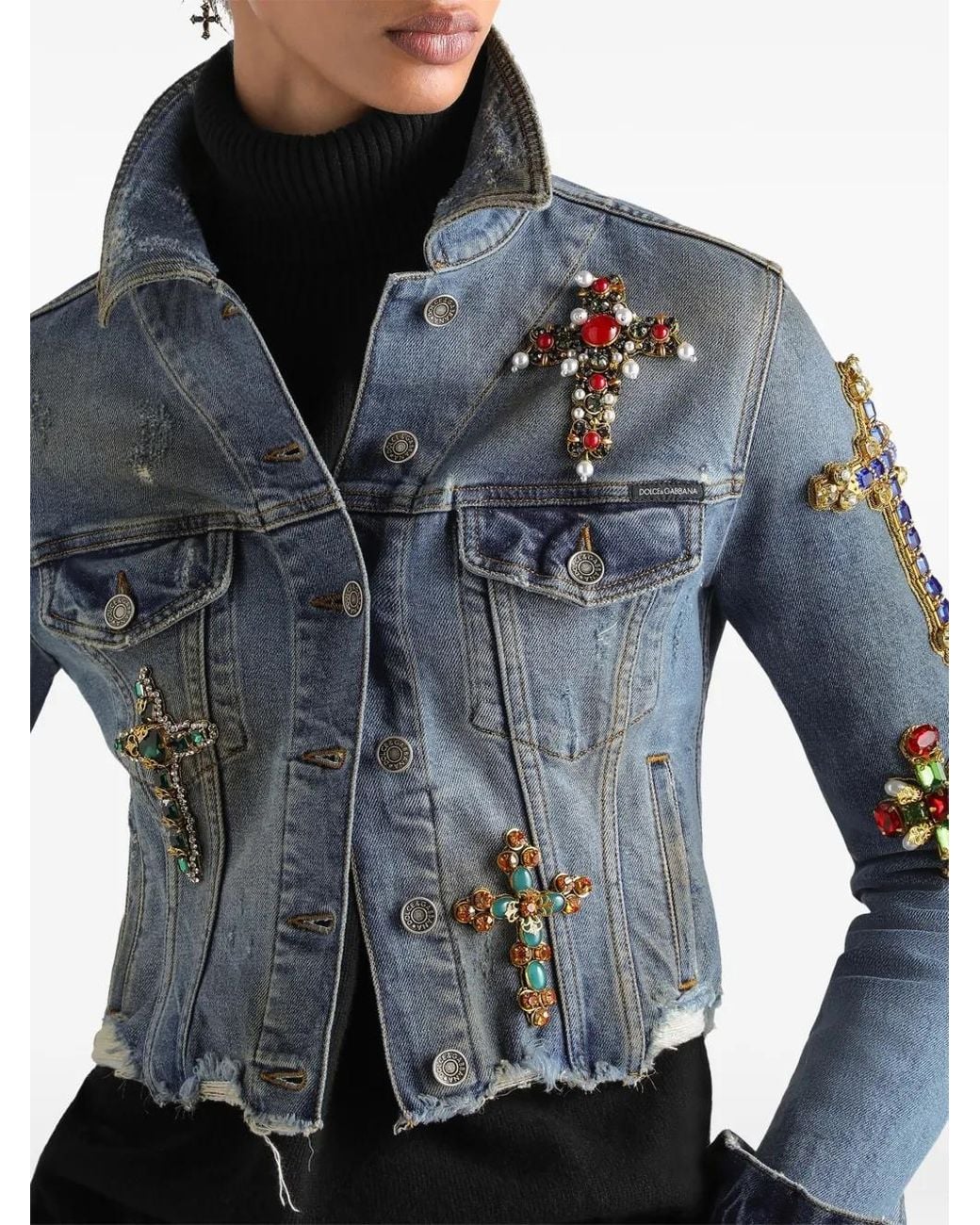 Dolce & Gabbana Blue Denim Jacket With Embroidery