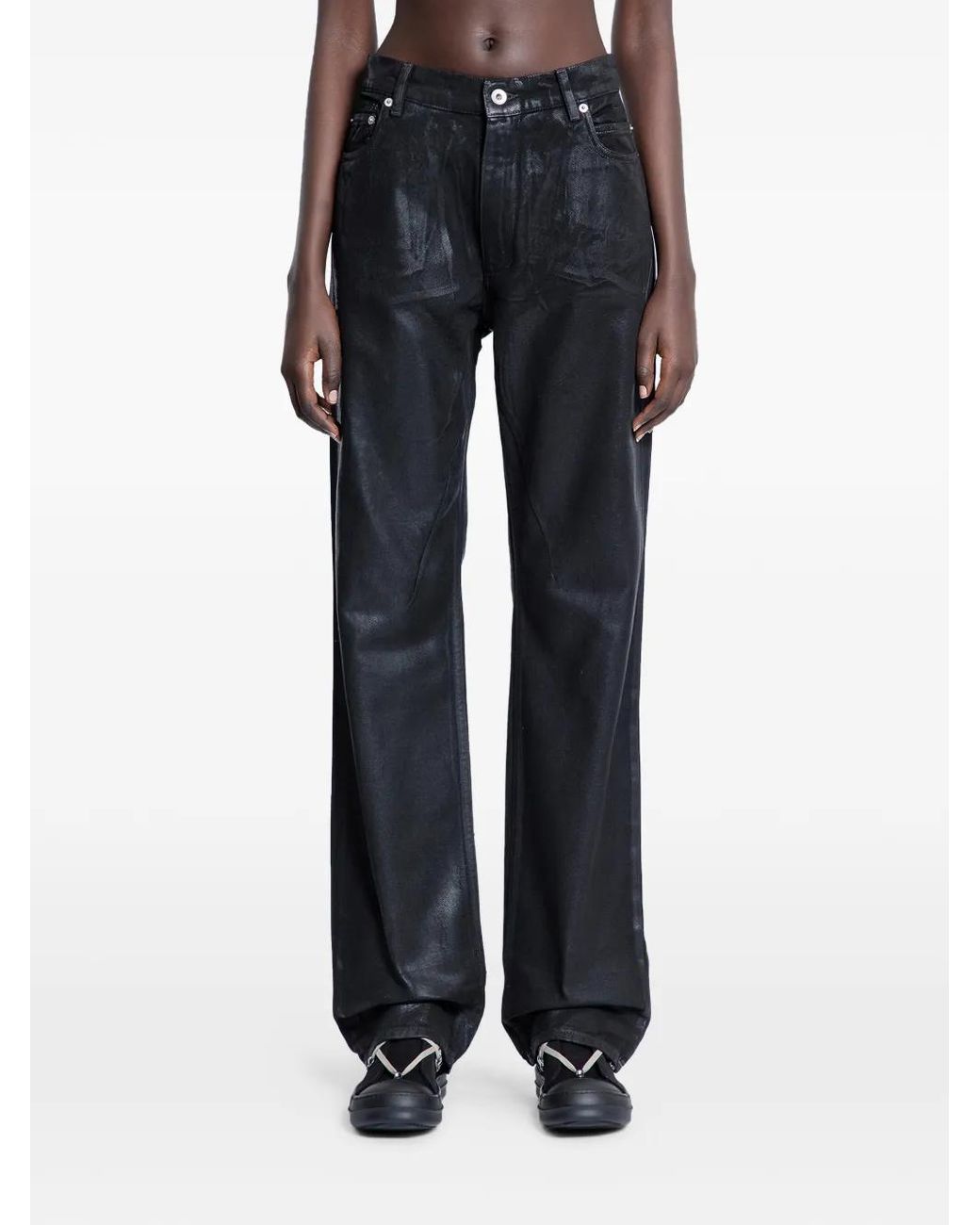 Rick Owens Black Granbury Overdyed Foil Jeans