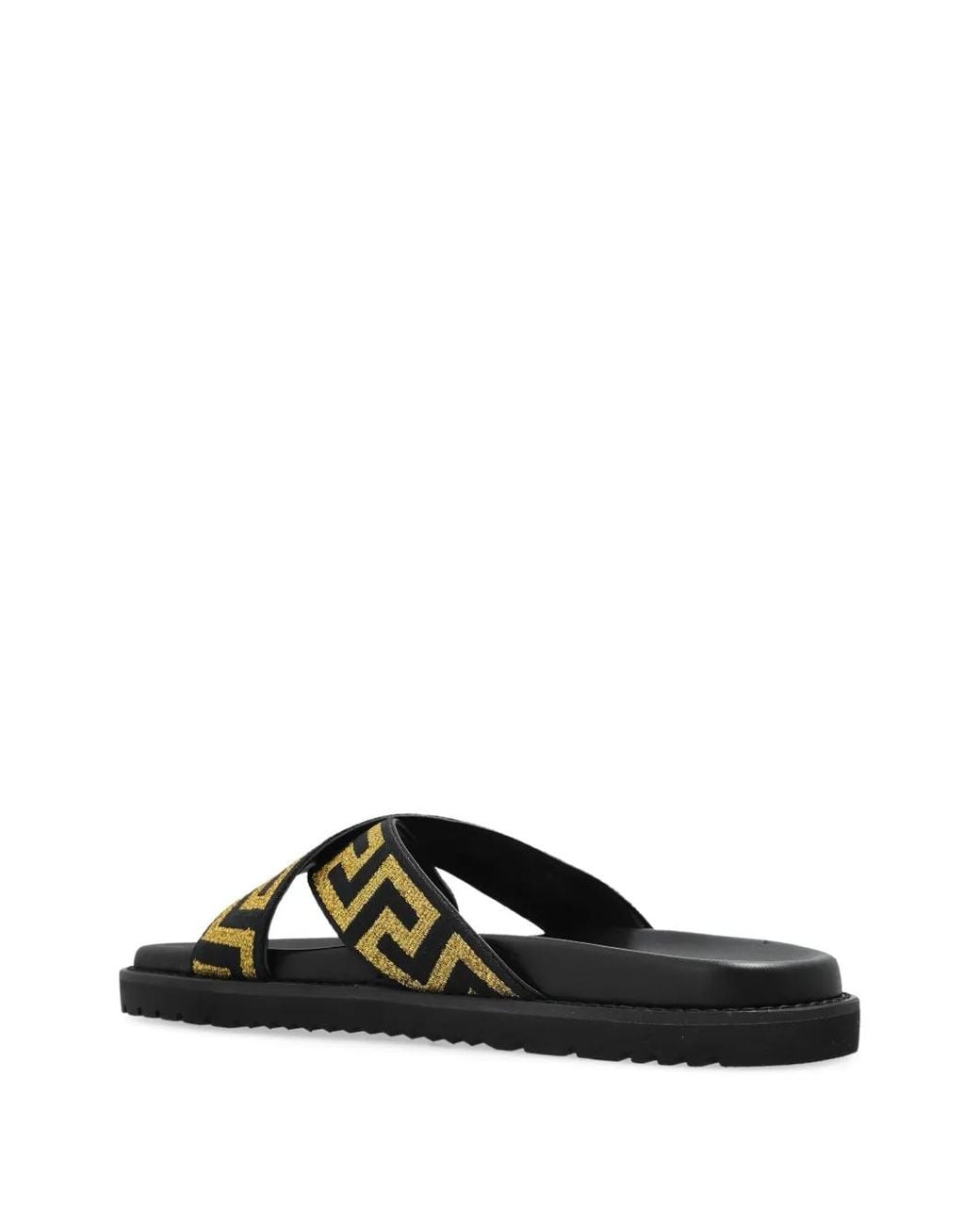Versace Black Jacquard Nappa Sandals for men