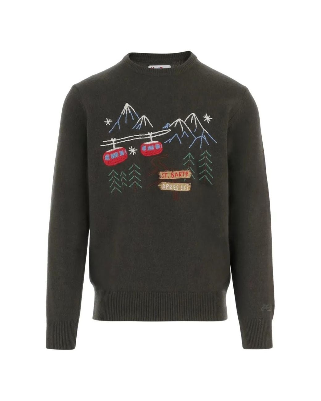 Mc2 Saint Barth Gray Heron Mountain-Embroidered Sweater for men