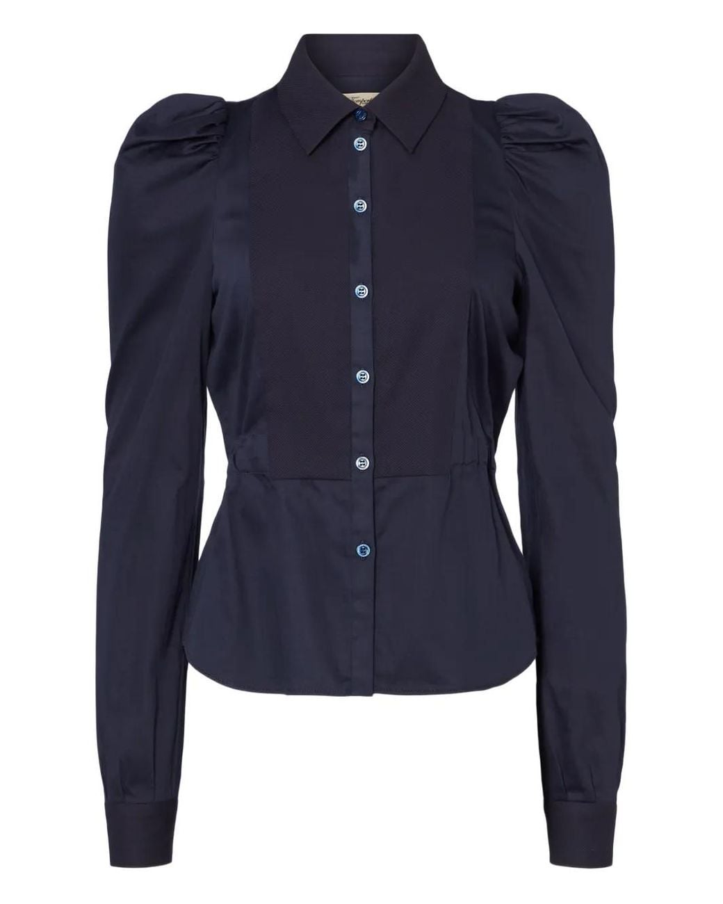 Temperley London Blue Puff-Sleeve Button-Fastening Shirt