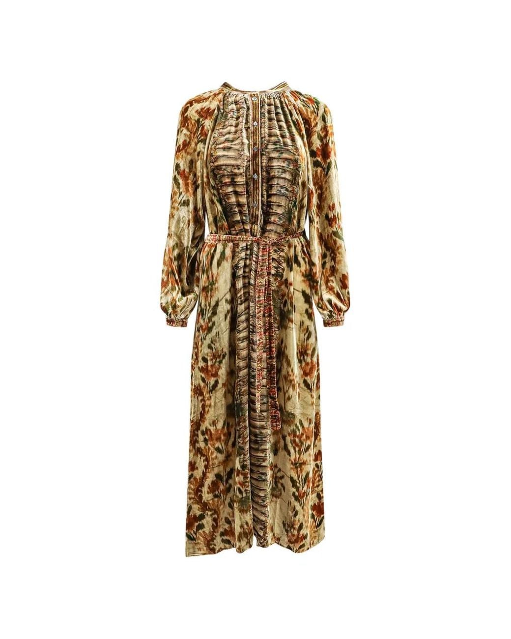 Pierre Louis Mascia Metallic Kanada Belted Ruched-Detail Maxi Dress