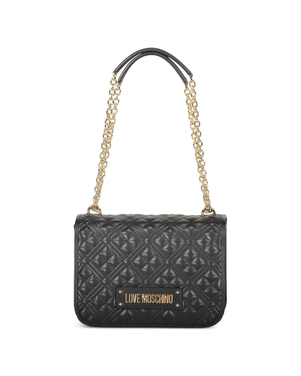 Love Moschino Gray Quilted Chain Shoulder Bag