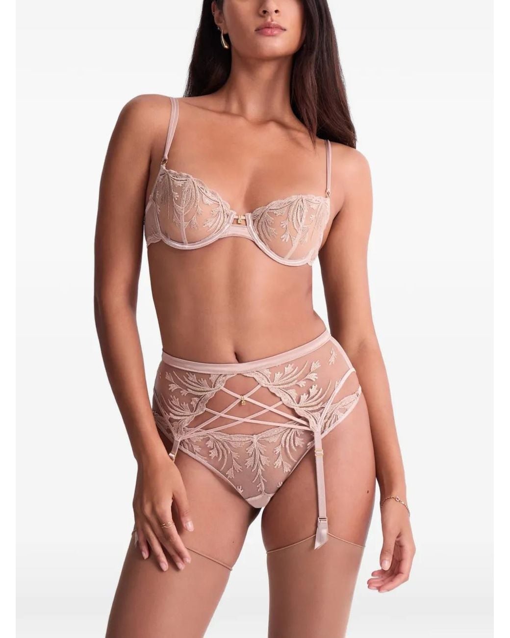 Aubade White Cosmic Romance Embroidered Suspender Belt