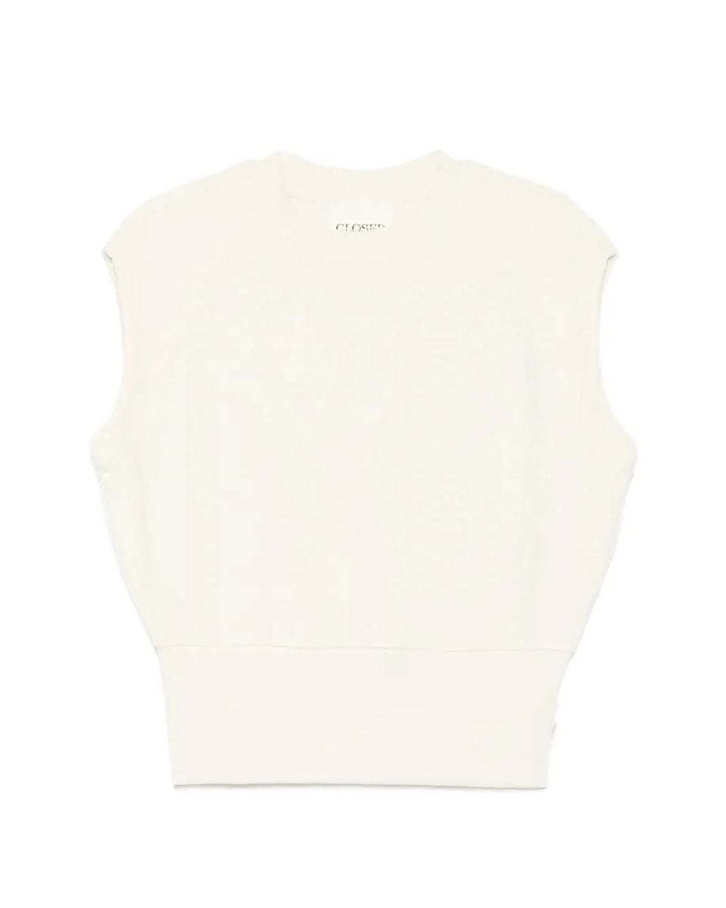 Closed Top Met Geribbelde Afwerking in het White