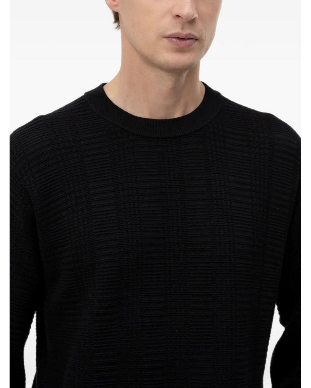 HUGO Pullover Mit Waffelstrick-Muster in Black für Herren