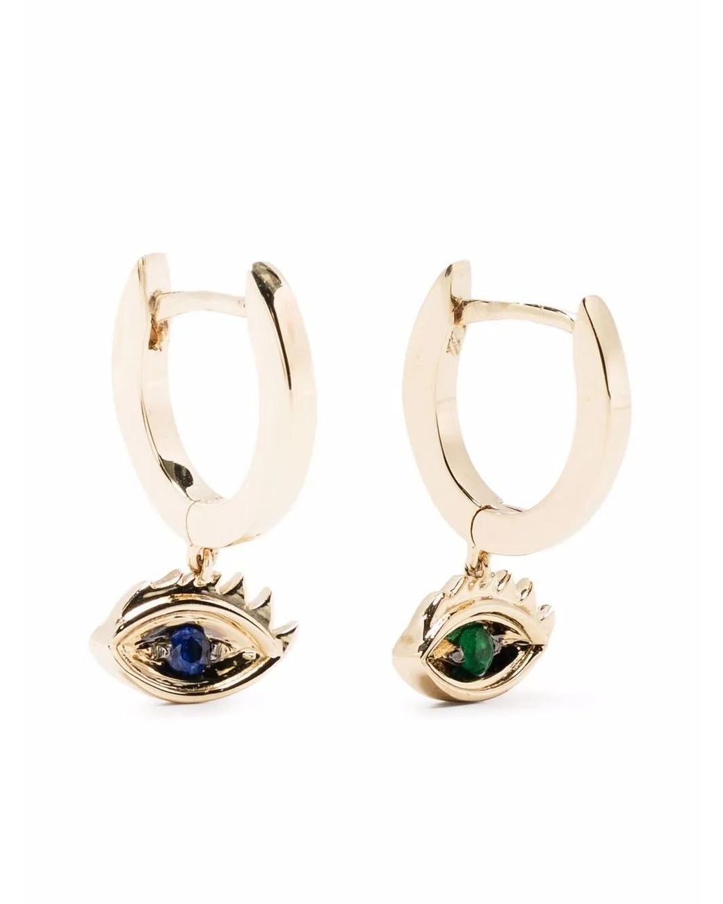 Delfina Delettrez White 9Kt Micro-Eye Piercing Emerald And Sapphire Earrings