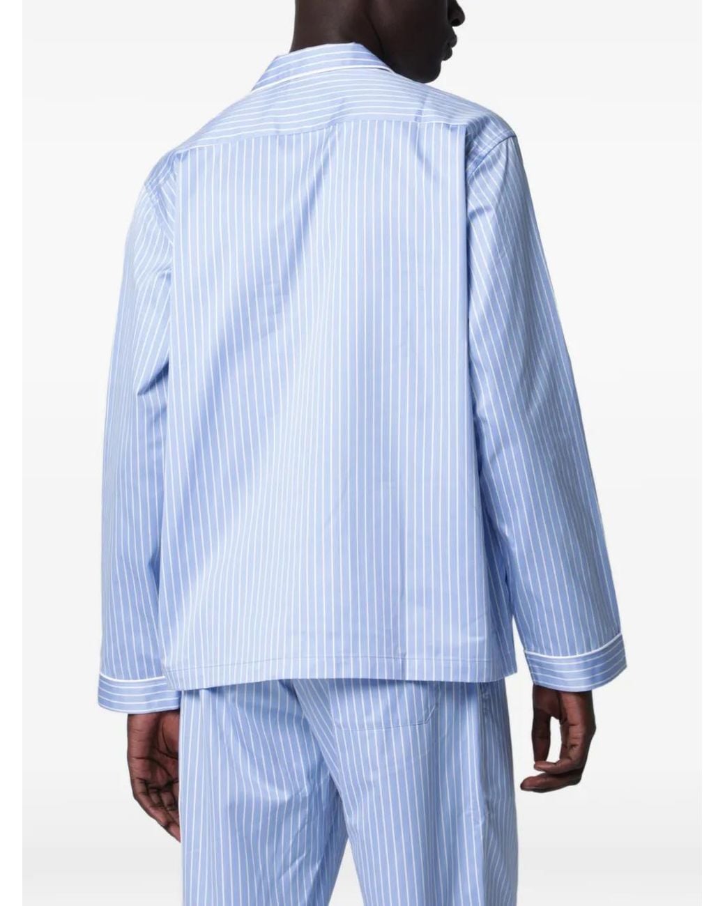 Tekla Blue Striped Cotton Pyjamas for men