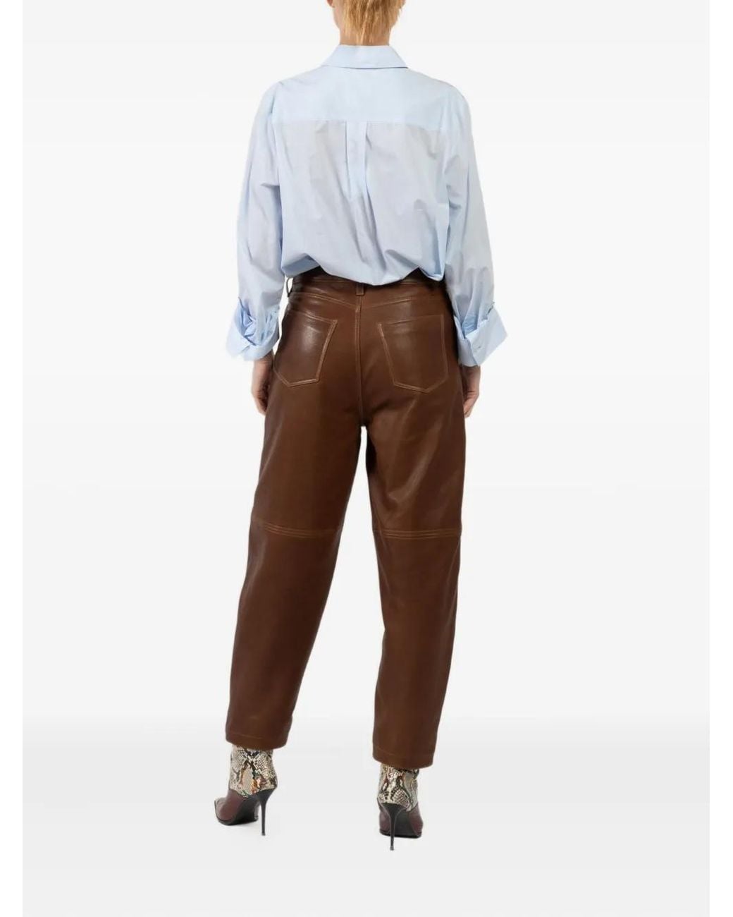 Jonathan Simkhai Brown Waldon Leather Panel Trousers