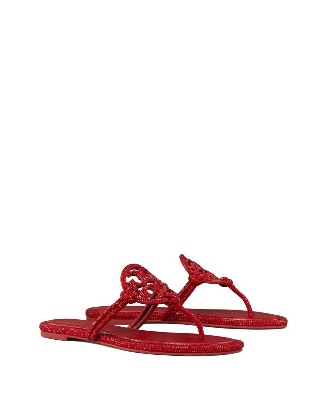 Tory Burch Red Miller Pavé Knotted Sandals