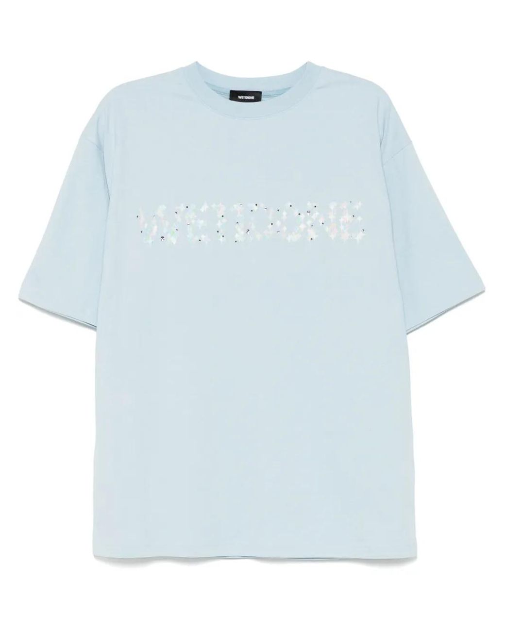 we11done Blue Sparkle-Logo T-Shirt