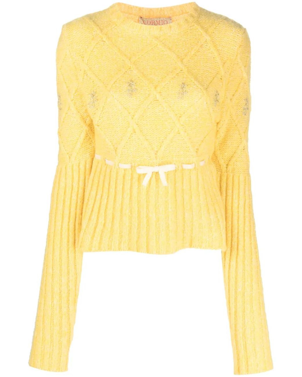 Cormio Yellow Floral-Embroidered Sweater