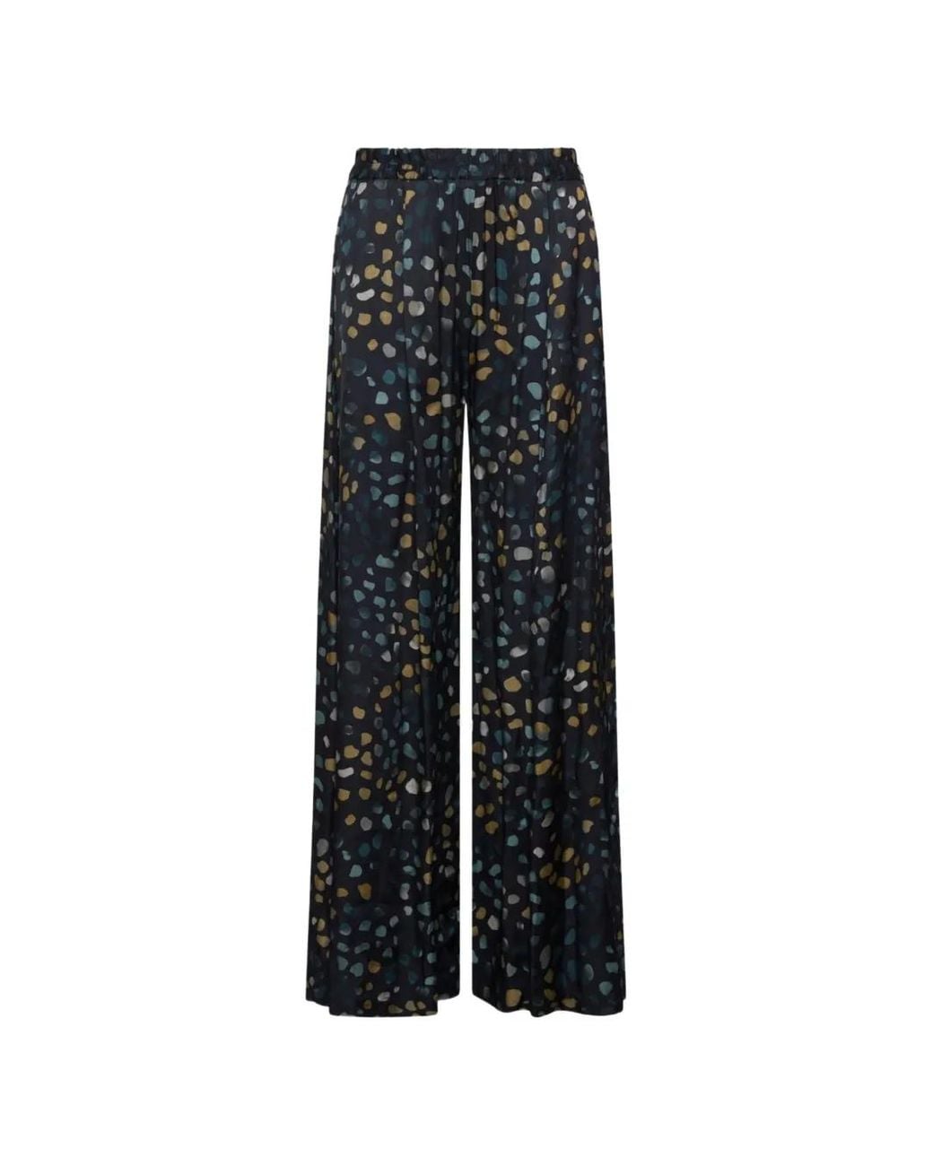 Marella Black Pantalon Palazzo À Imprimé Abstrait
