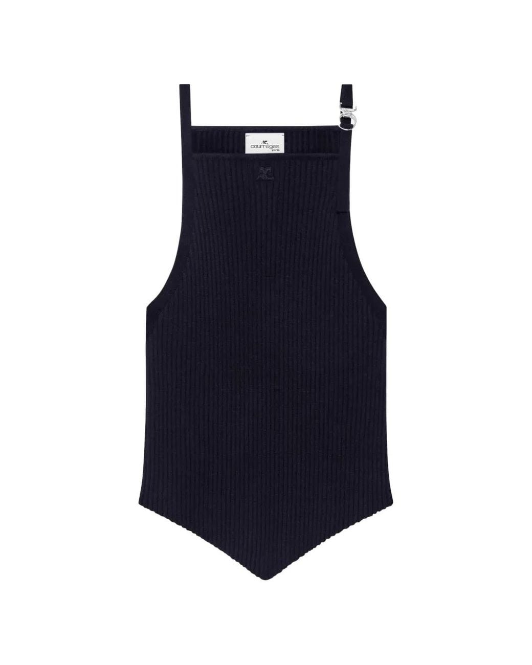 Courreges Blue Buckle-Detail Rib-Knit Top