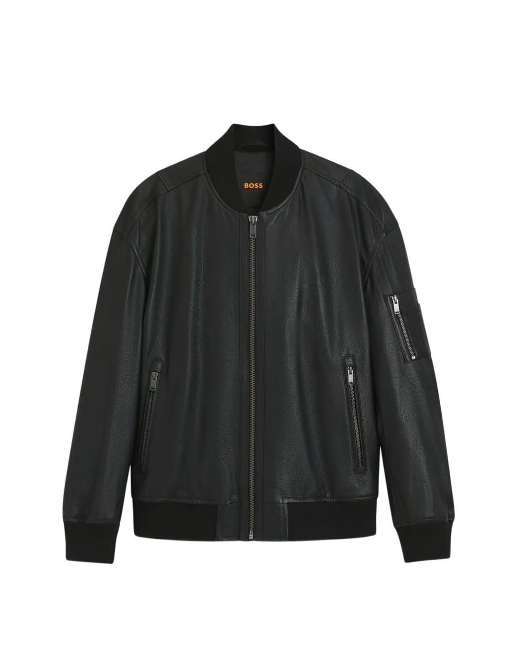 Boss Black Veste Bomber En Cuir À Fermeture Zippée for men