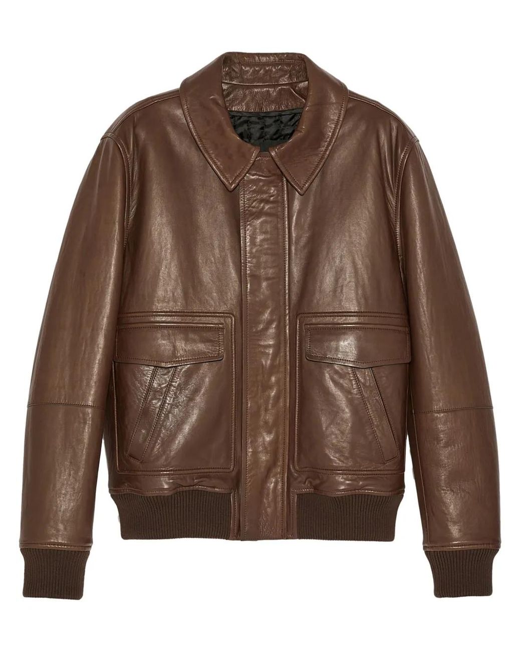 Yves Salomon Brown Aviator Leather Jacket for men
