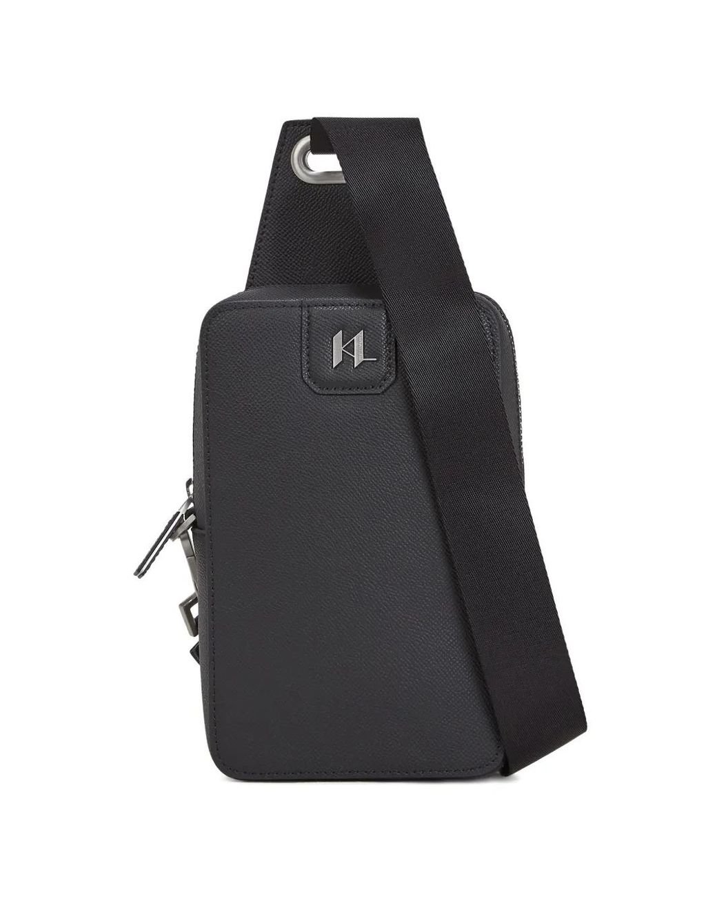 Karl Lagerfeld Black K/Monogram Leather Messenger Bag for men