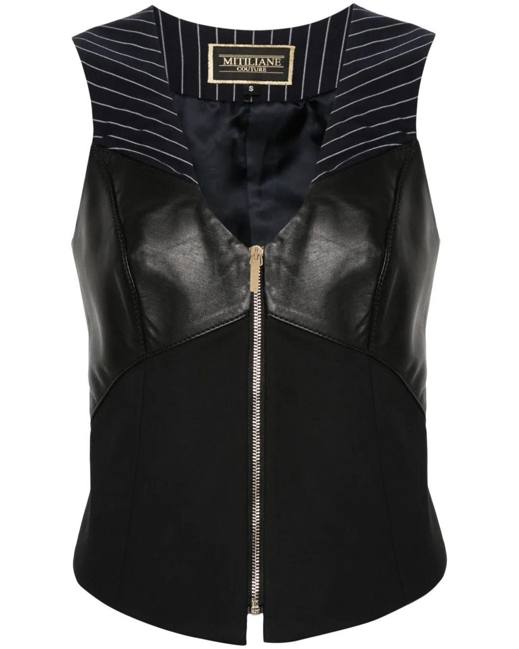 MITILIANE COUTURE Black Panelled Zipped Vest