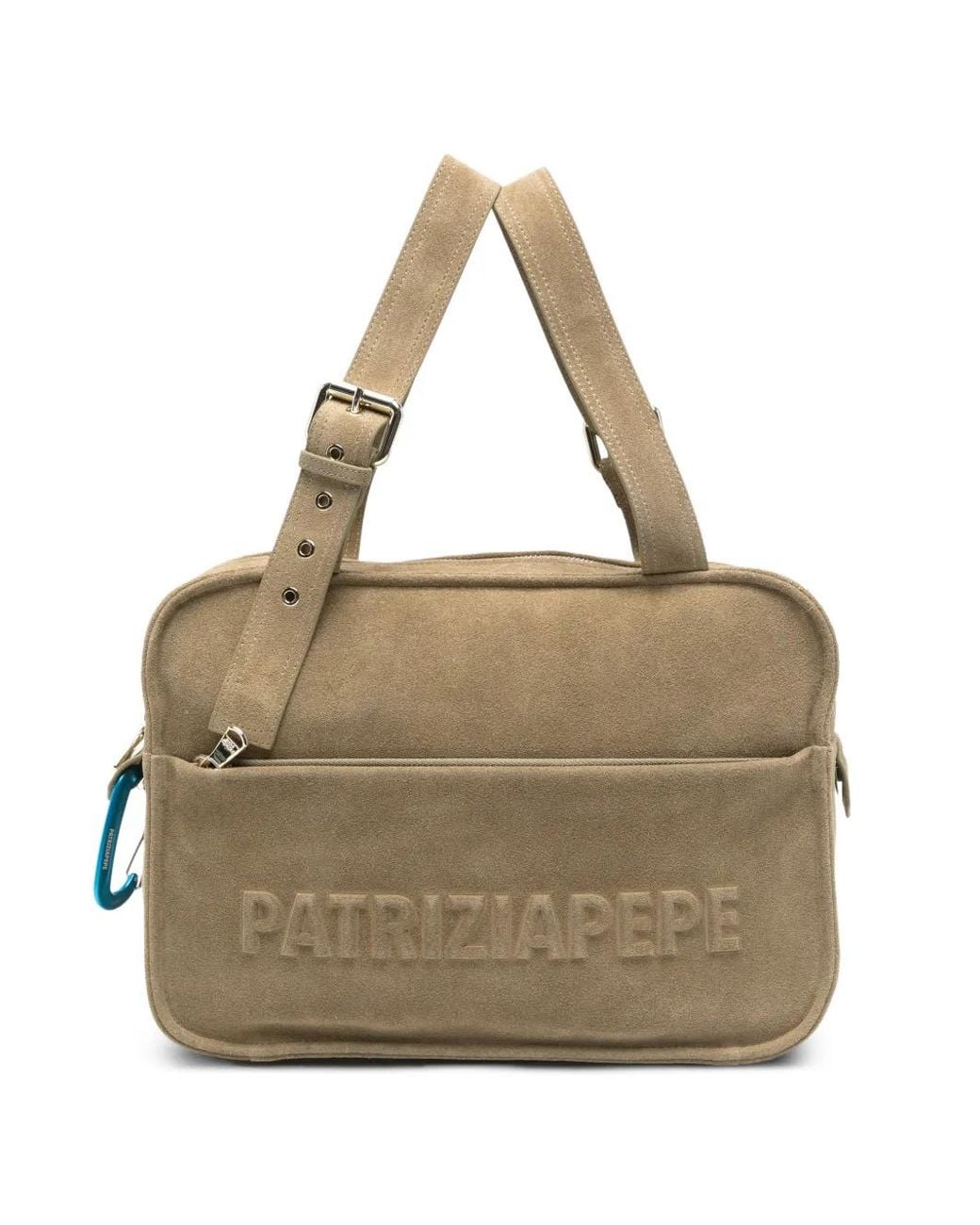 Patrizia Pepe Metallic (Im)Perfection Embossed Suede Tote Bag