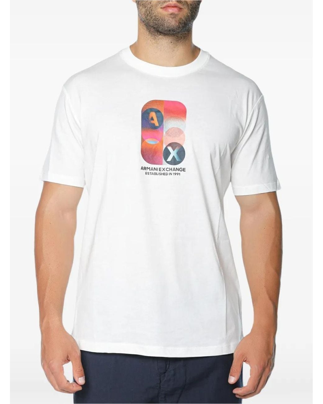 ARMANI EXCHANGE White Graphic-Print T-Shirt for men