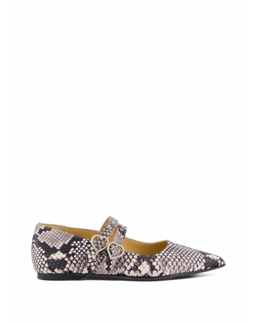 Toral Shoes White Coeur Snake-Print Flat Pumps