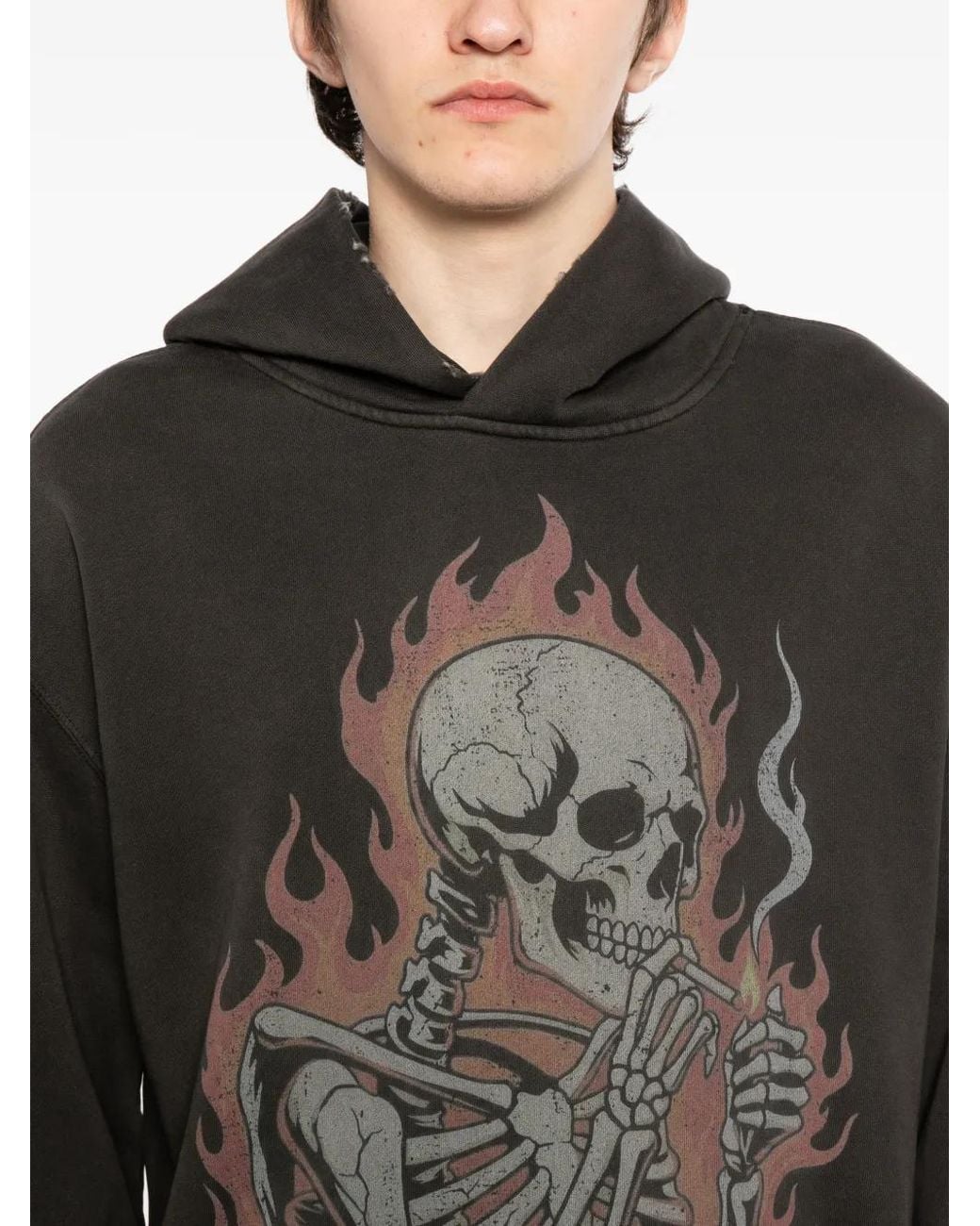 WARMAN Black Skeleton-Print Hoodie for men
