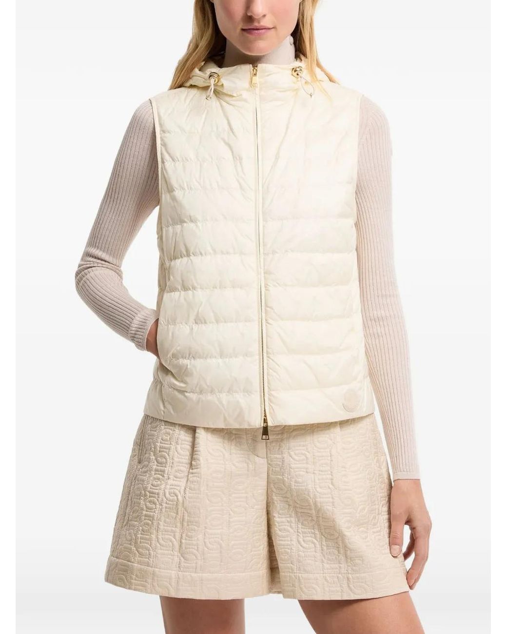 Moncler Natural Hylesine Hooded Bouclé Jacket