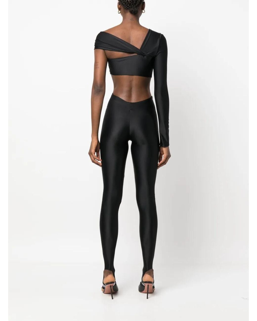 Gcds Black Logo-Chain One-Shoulder Jumpsuit