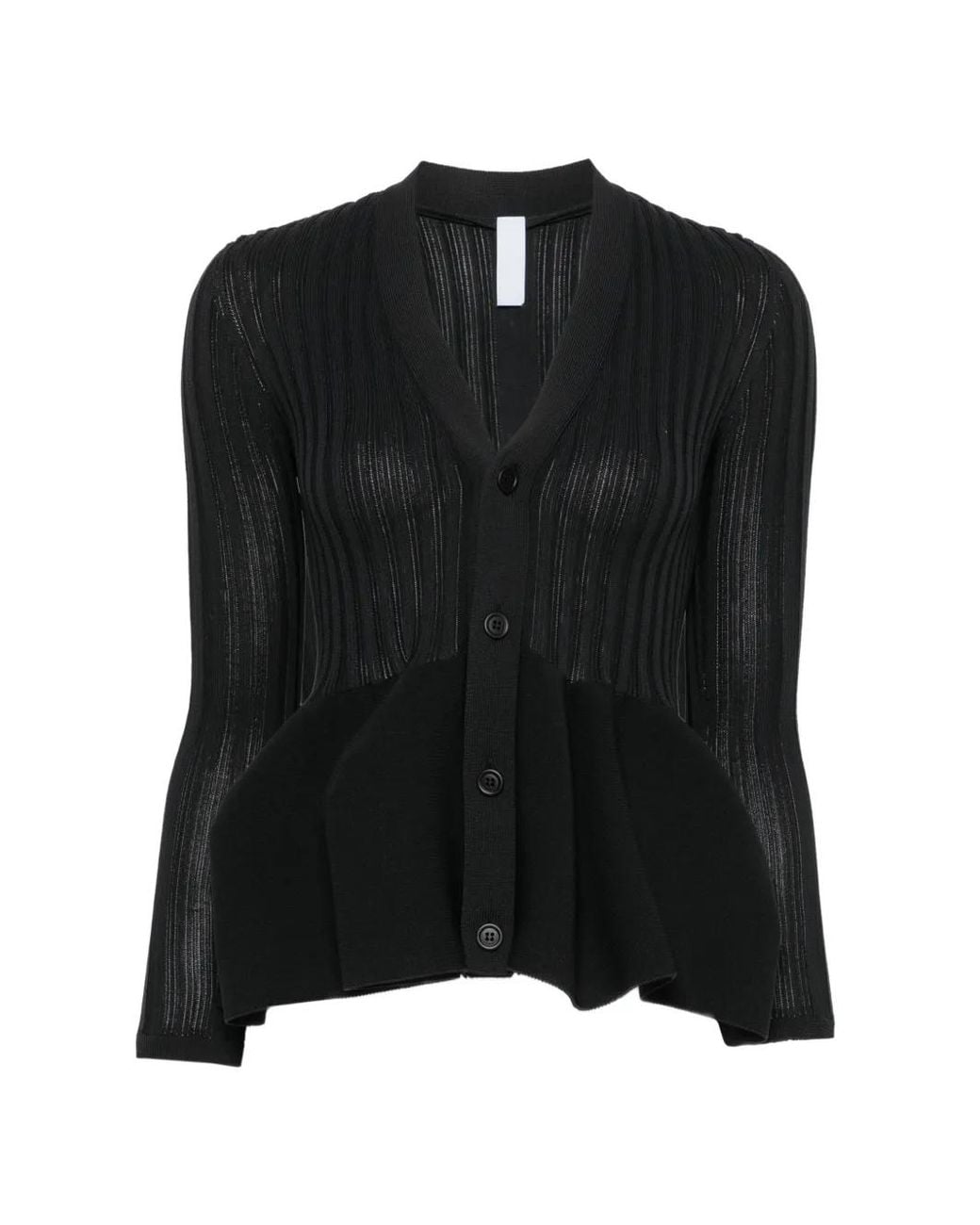 CFCL Black Pottery Ribbed Peplum Cardigan