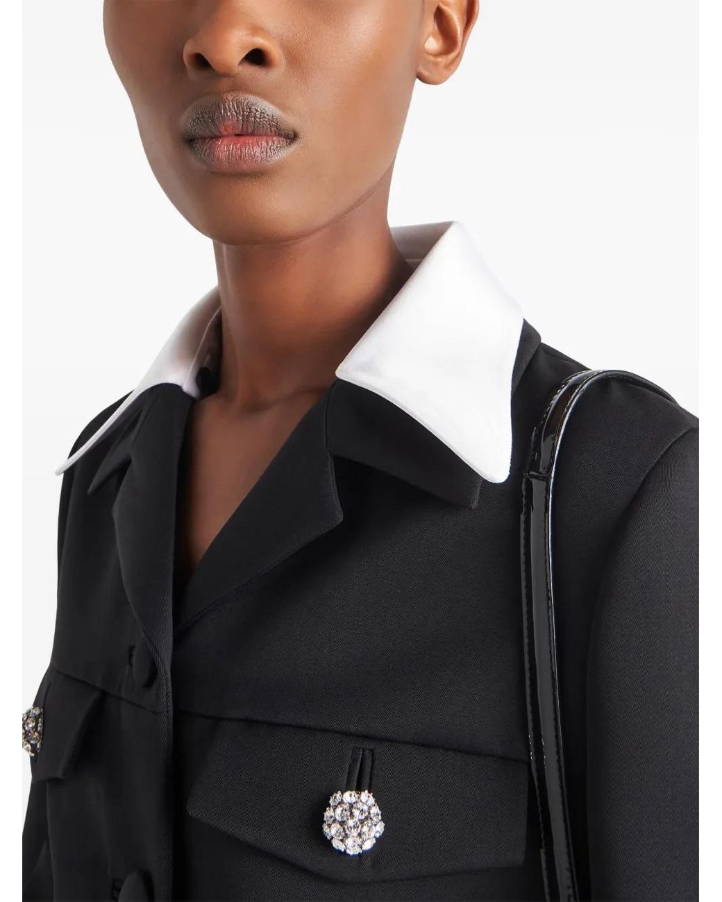 Prada Black Wool Single-Breasted Jacket With Jewelled Buttons