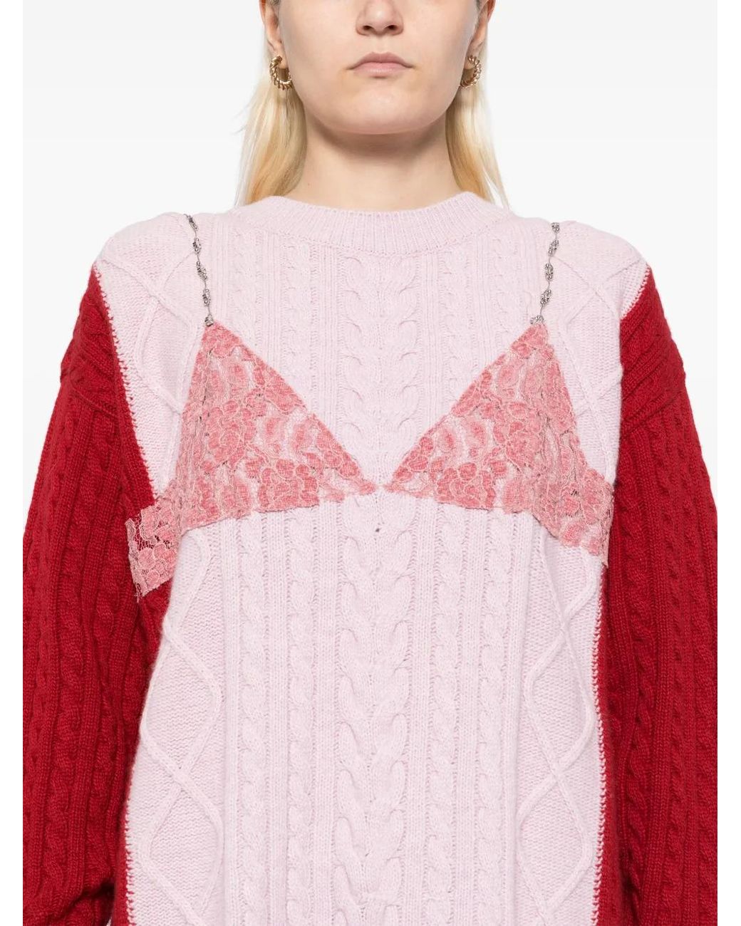 ANDERSSON BELL Red Lace Lingerie Jumper